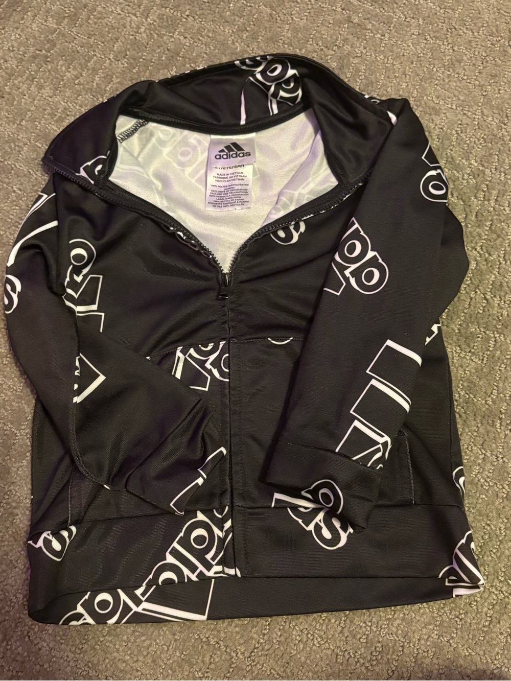 adidas Black Hoodie with White Logo Print